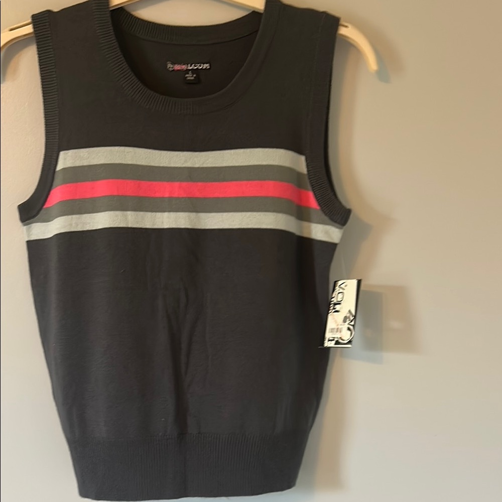 Volcom Sleeveless Top with Hot Pink and Gray Stripes